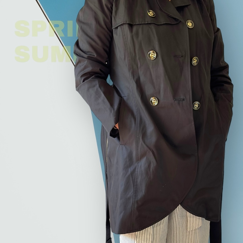 Luxurious Black Trench Coat by CeCe - Picture 13 of 16